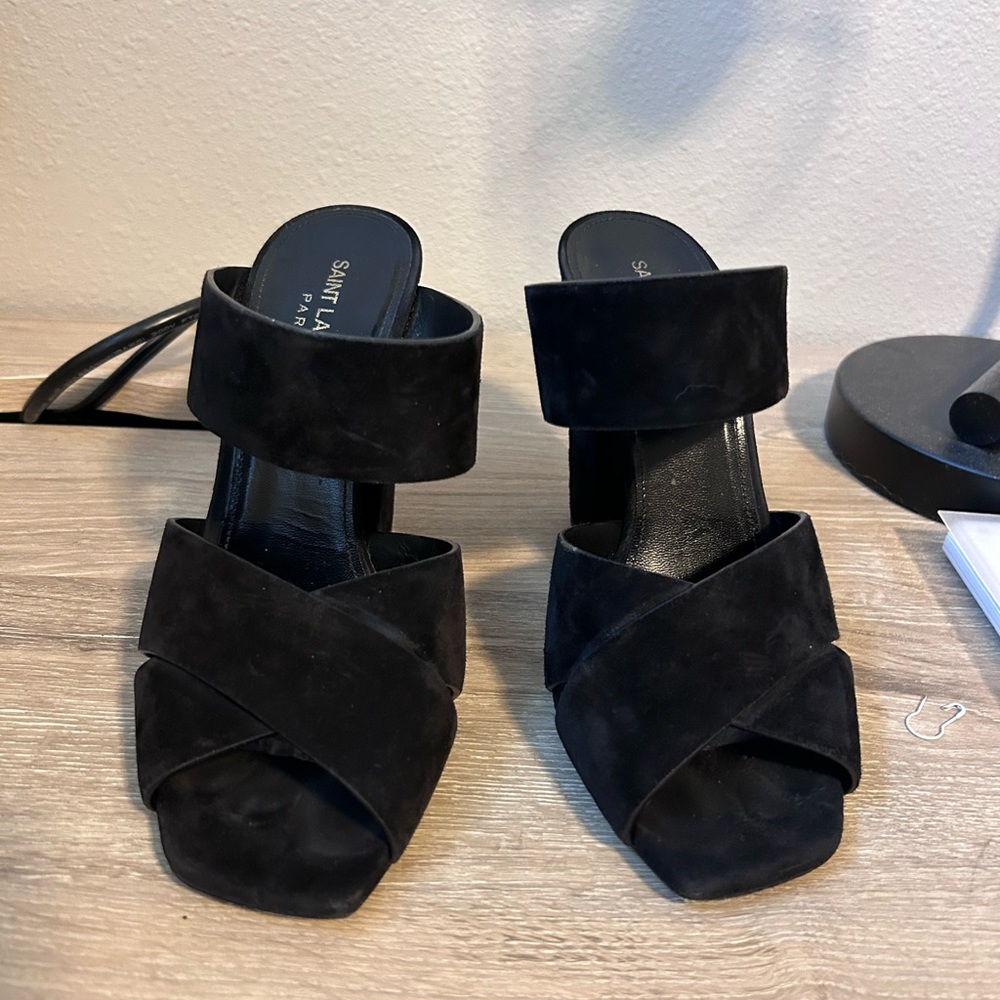 Black suede YSL shoes